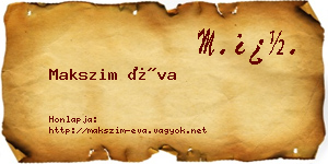 Makszim Éva névjegykártya