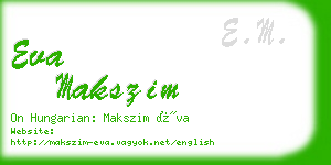 eva makszim business card